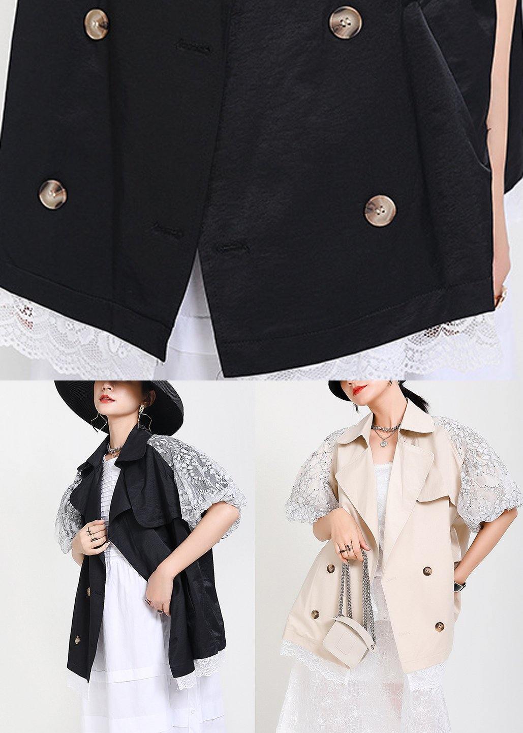 Beige Peter Pan Collar Pockets Jacket Summer