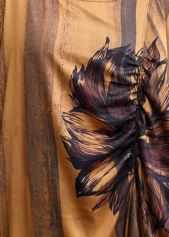 Boutique Print Cinched Silk Asymmetrical Design Dress Summer