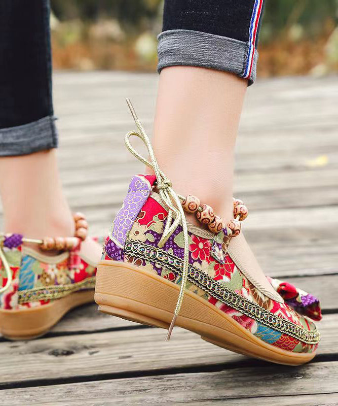 Black Bow Splicing Wedge High Wedge Heels Shoes Soofairy Shoes-20251