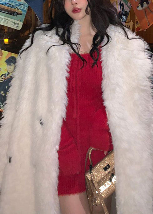 Boutique White Fuzzy Fur Fluffy Coat Winter