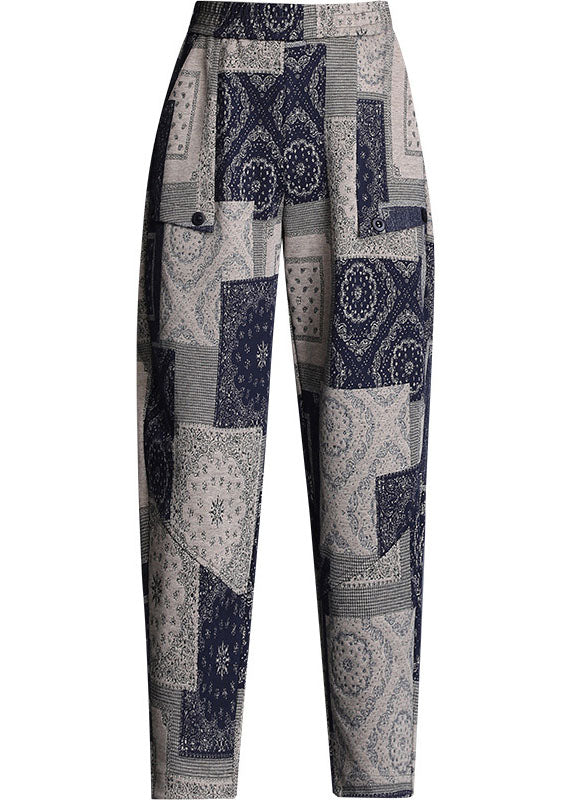 Print Pockets Straight Fall Pants