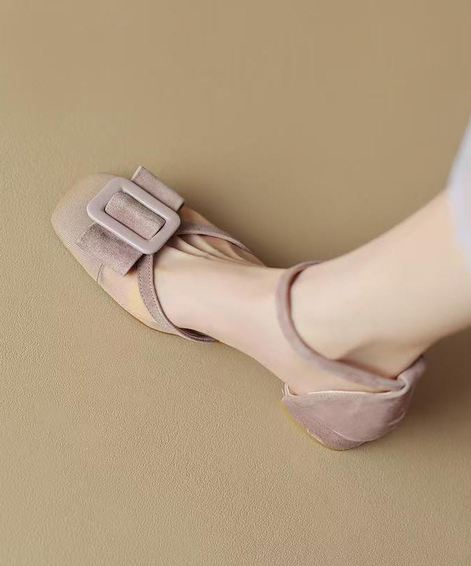 Grass Green Tulle Buckle Strap Splicing Chunky Sandals