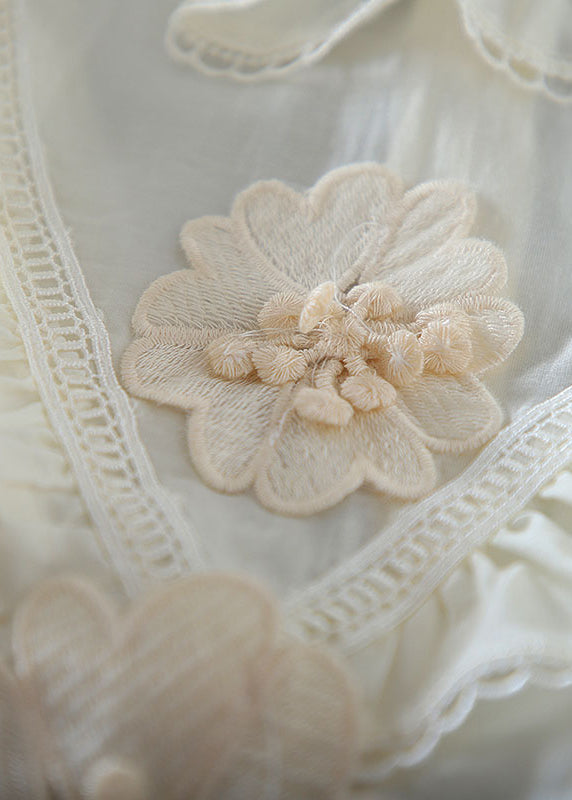 Apricot Embroidered Lace Top Spring