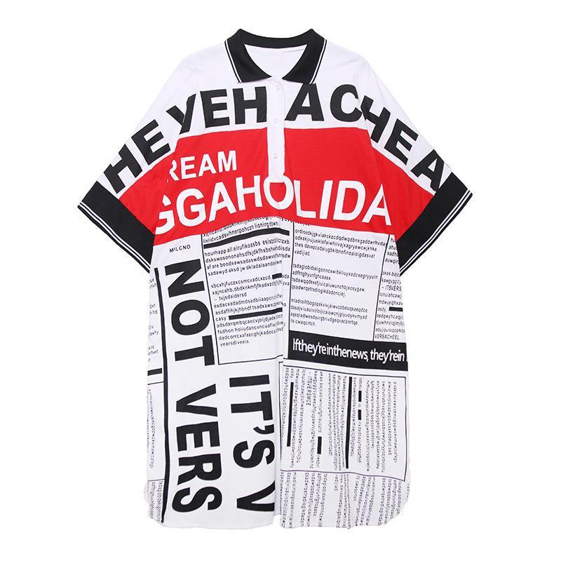Art Graphic Patchwork Cotton Button Summer Dresses