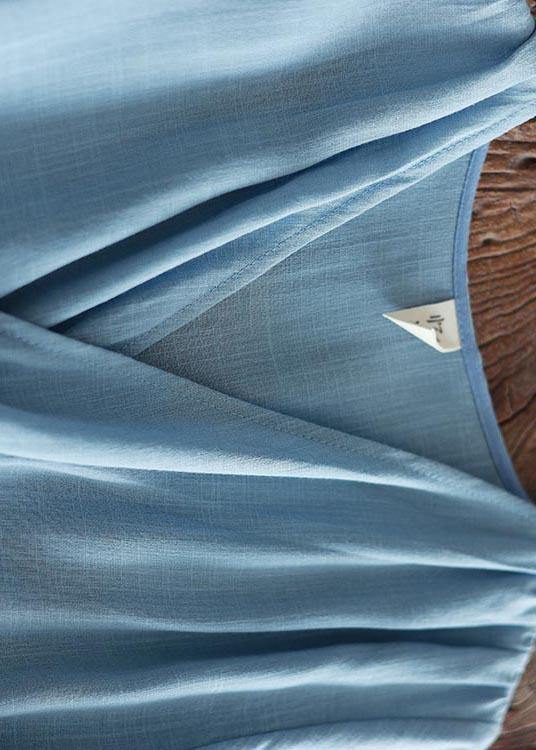 Blue Patchwork Tie Waist Party Summer Chiffon Dress