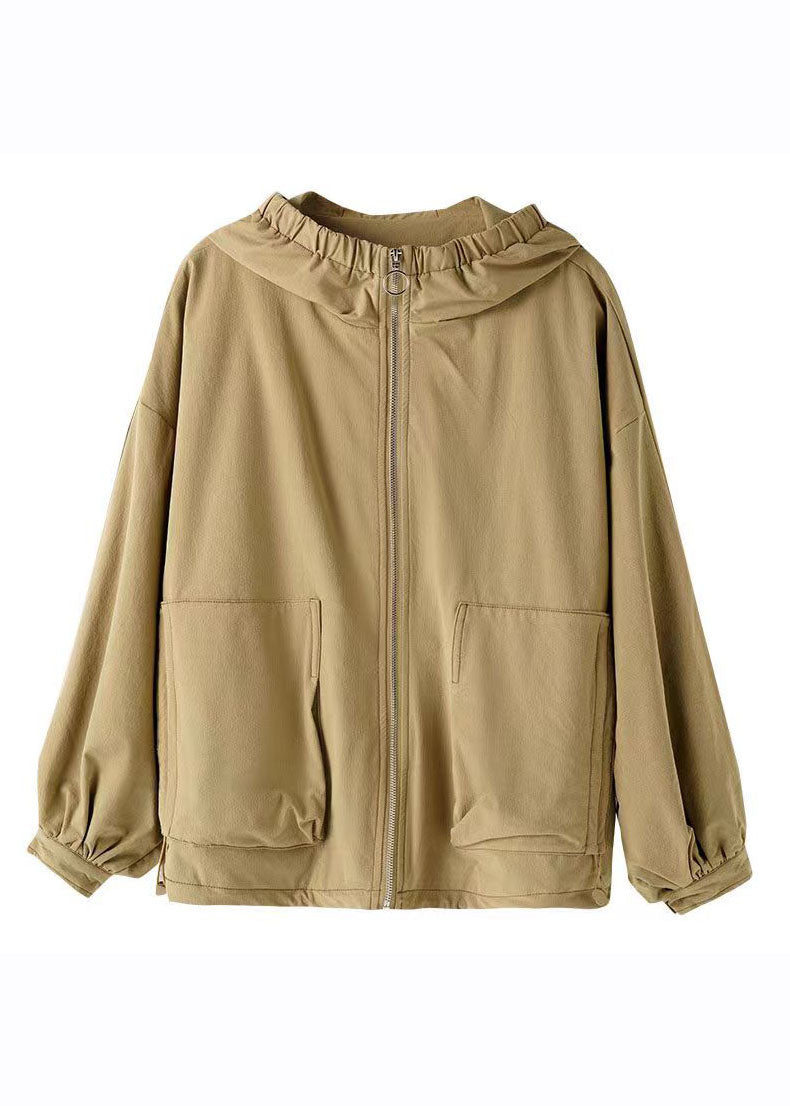 Purple Zippered Patchwork Drawstring Hooded Coat Fall