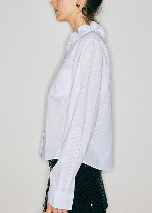 Boutique White Jacquard Cotton Shirt Tops Fall