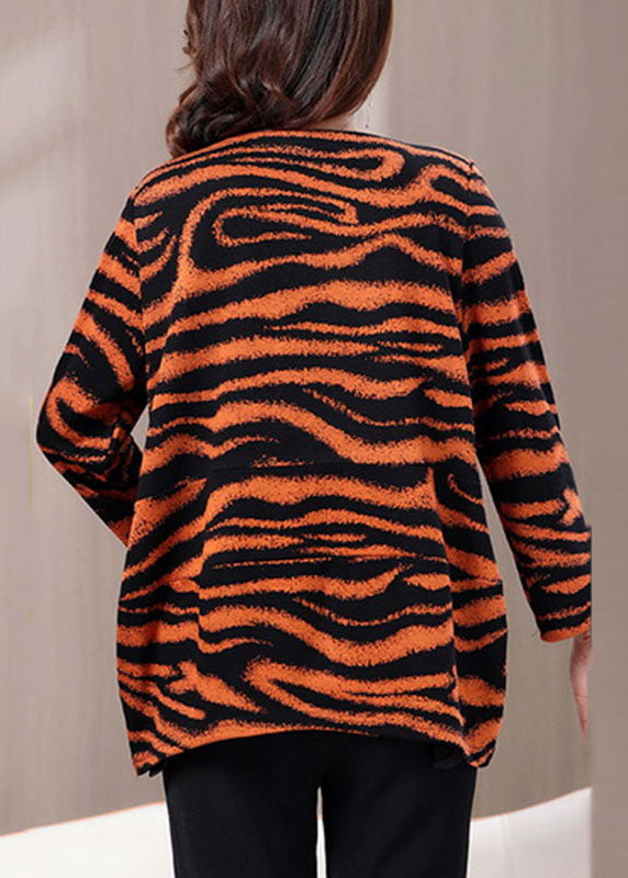 Red O-neck Print Top Long Sleeve