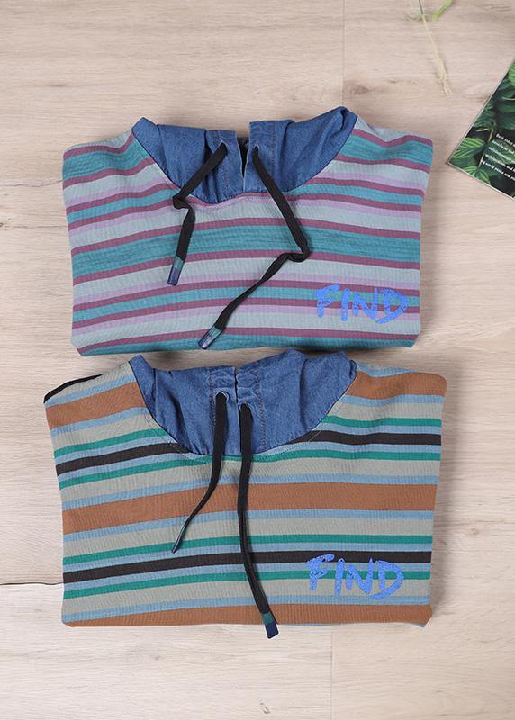 Green on the Back Loose Drawstring Organic Autumn Tops