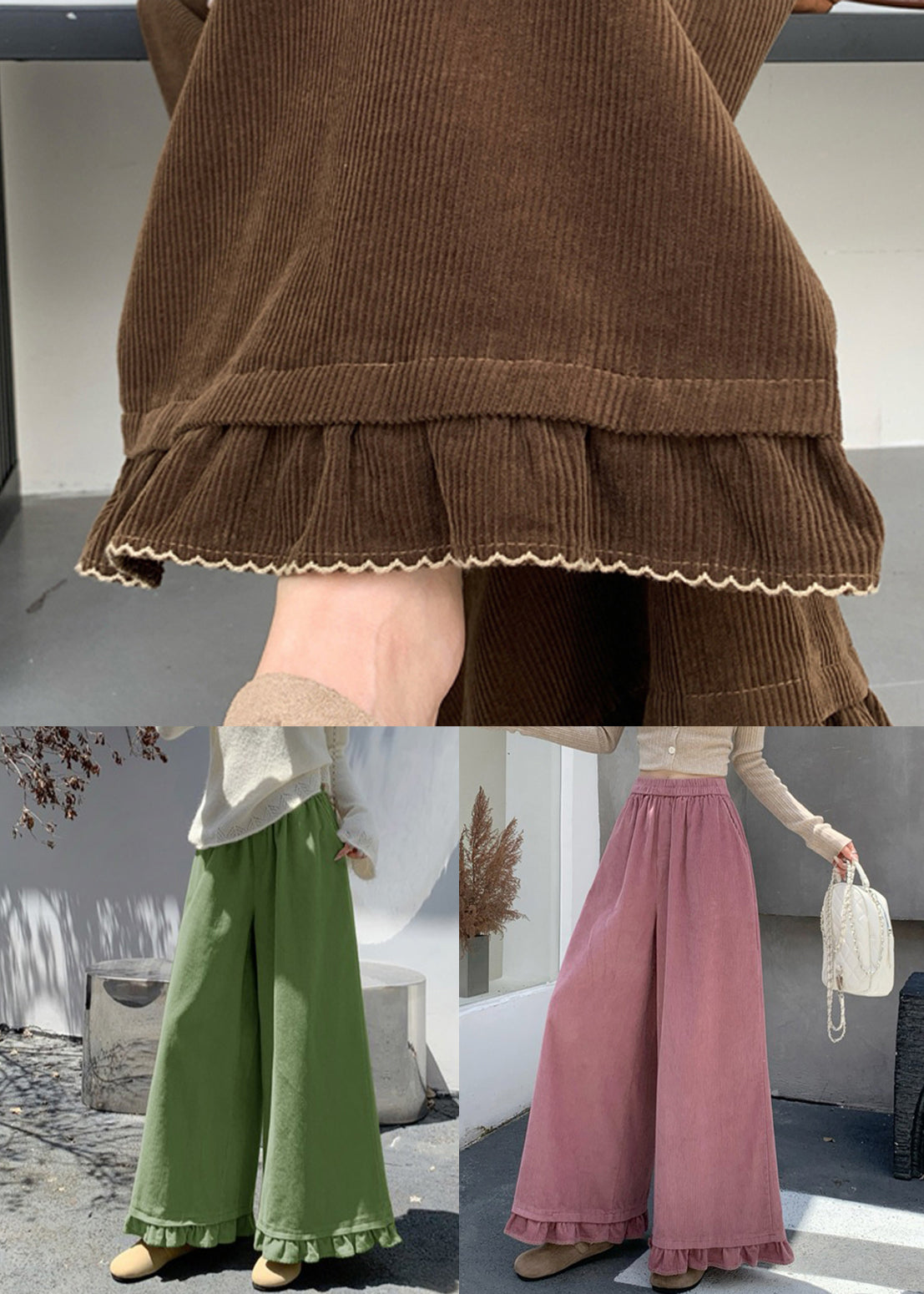 Coffee Pockets High Waist Corduroy Pants