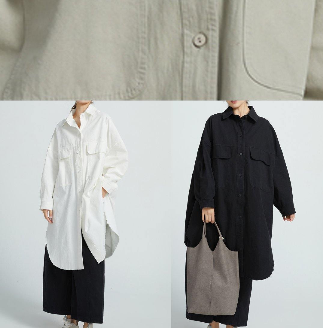 Big Pockets Cotton Spring Wardrobes Sewing Black Shirt Dress