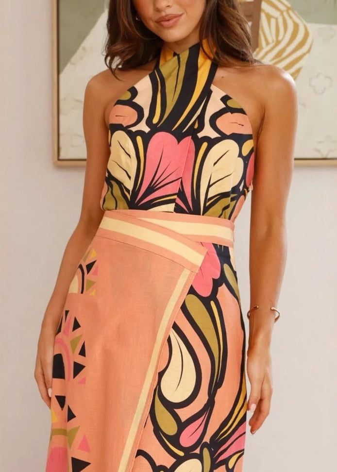 Cold Shoulder Top and Maxi Skirts Two Piece Set Sleeveless