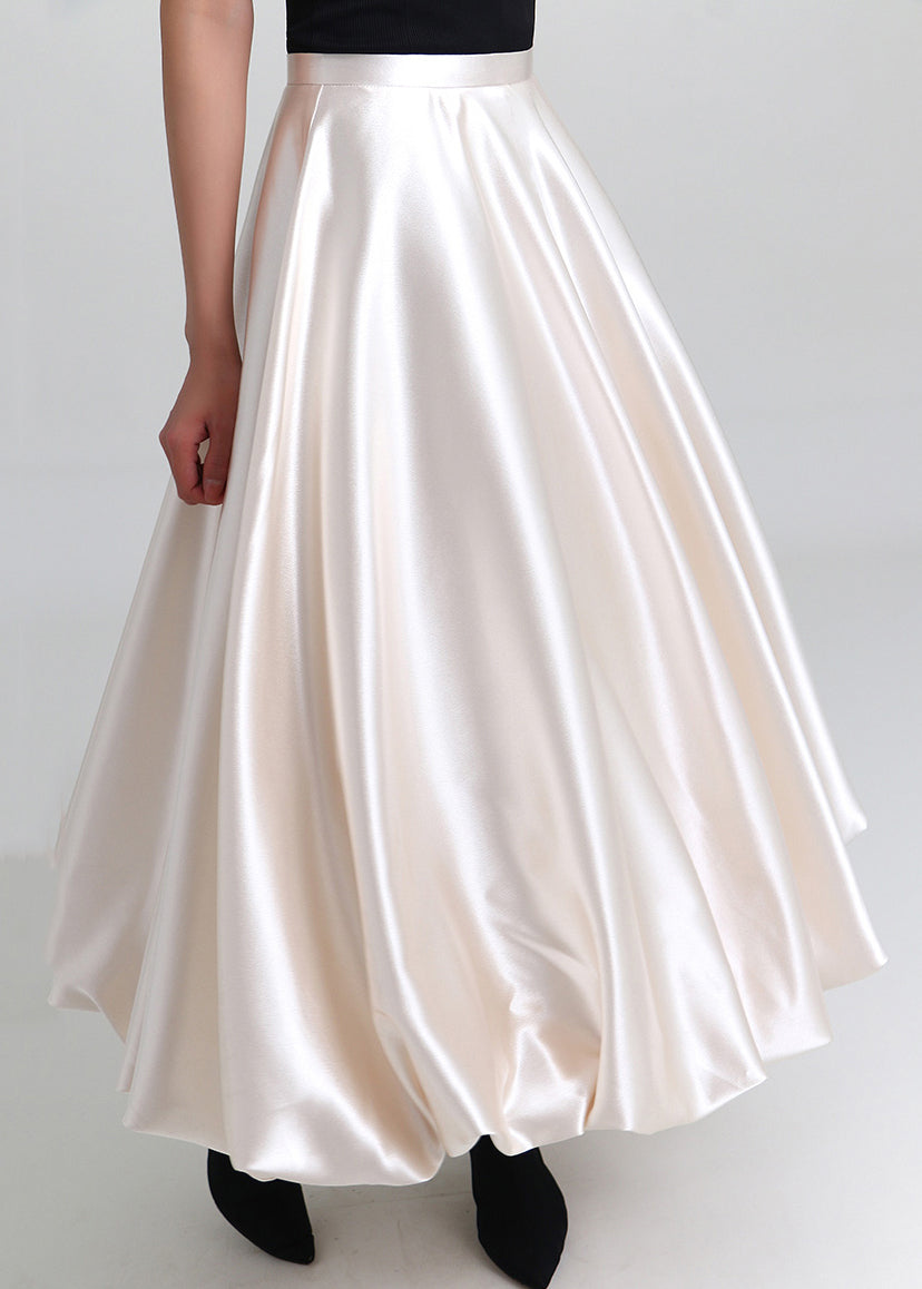 New Champagne Color High Waist Silk Skirt Spring
