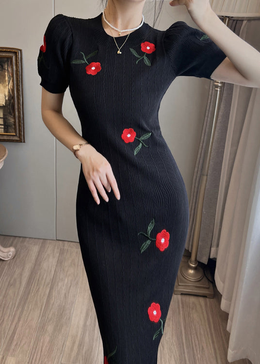 Classy Black Embroidered Wraped Dresses Summer