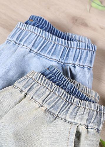 French Spring Wide Leg Pants Unique Blue Work Pant