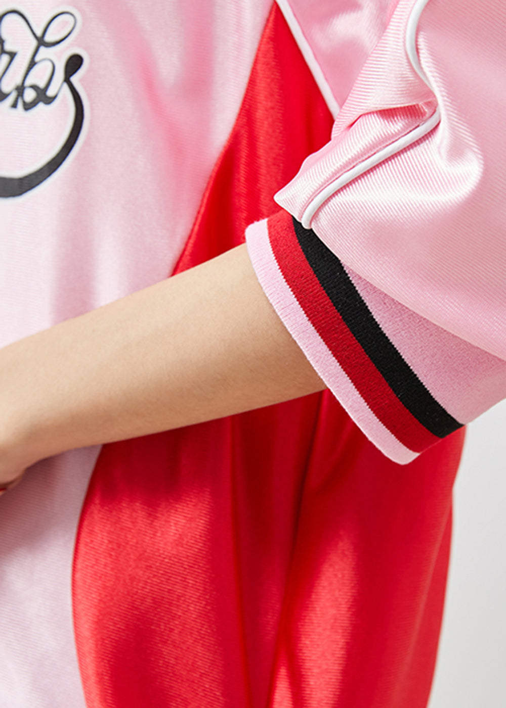 Pink Oversized Patchwork Spandex Sweatshirts Top Spring