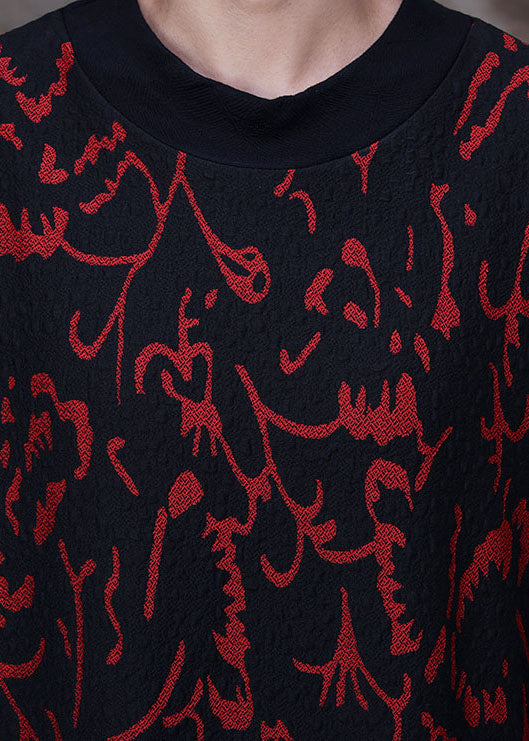 Classy Black Print Slim Fit Cotton Holiday Dress Spring