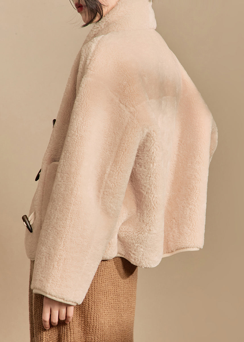 Beige Scarf Original Design Teddy Faux Fur Coats Winter