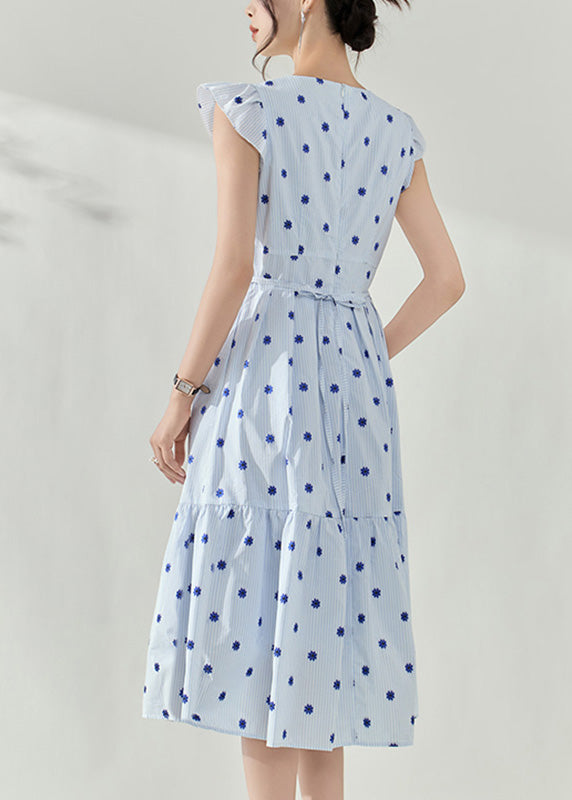 Blue V Neck Print Tunic Maxi Dresses Summer