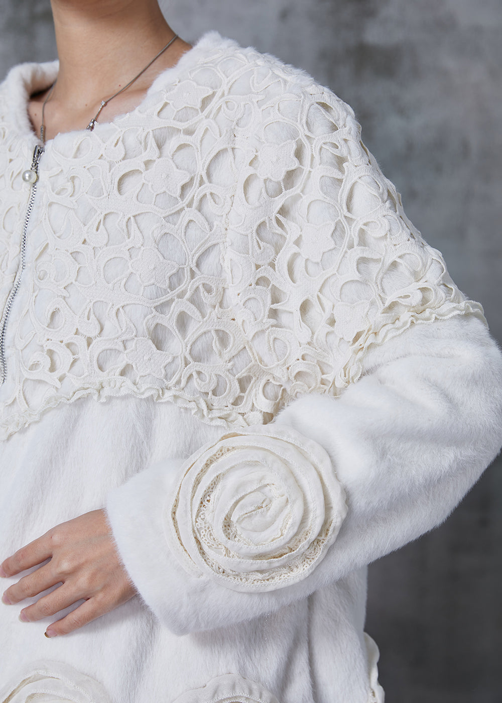 White Patchwork Mink Velvet Jackets Winter