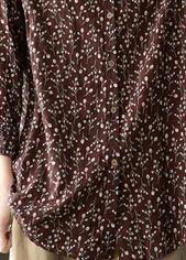 Natural Lapel Spring Clothes for Sewing Chocolate Print Blouses