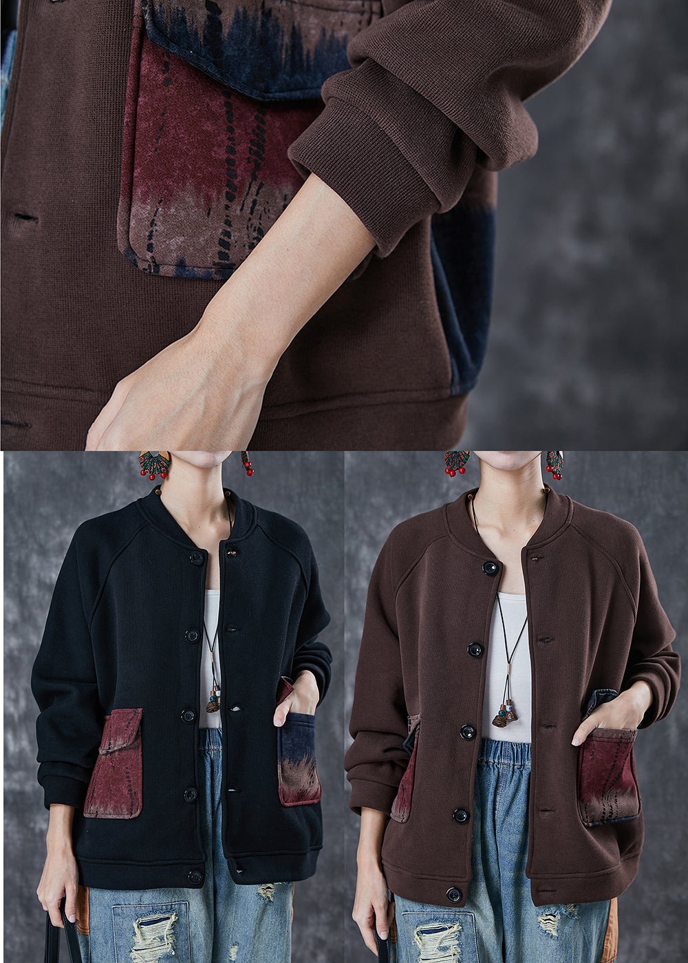 Black Oversized Warm Fleece Jackets Winter