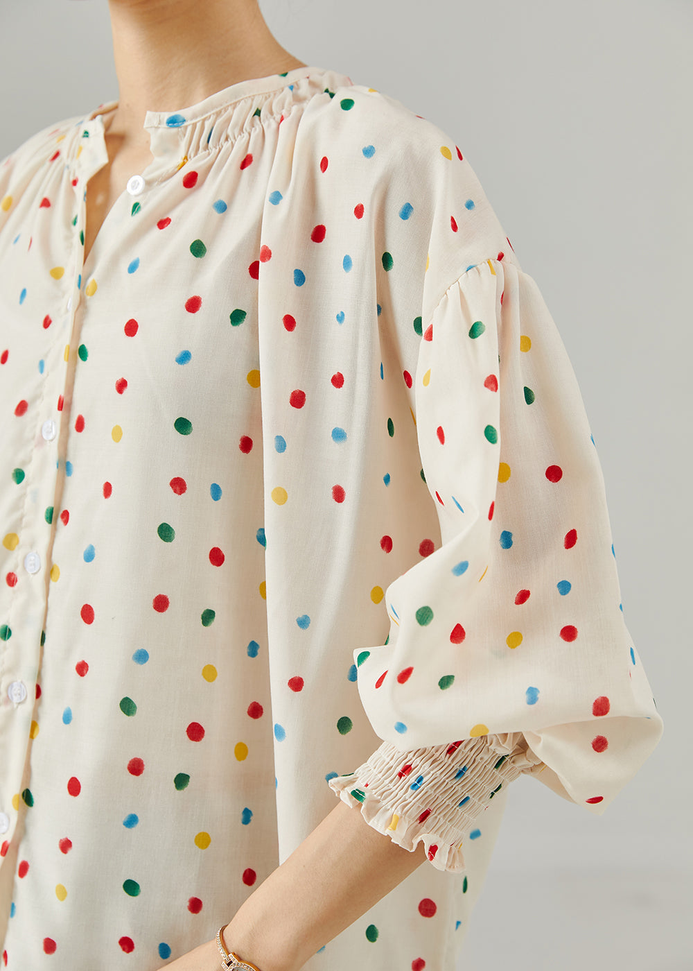 Rainbow Round Dot Oversized Cotton Shirts Spring