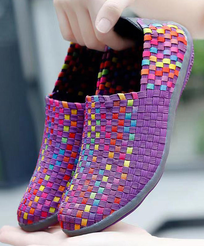 Knit Fabric Black Diy Soft Splicing Flats Shoes Soofairy Shoes-20251