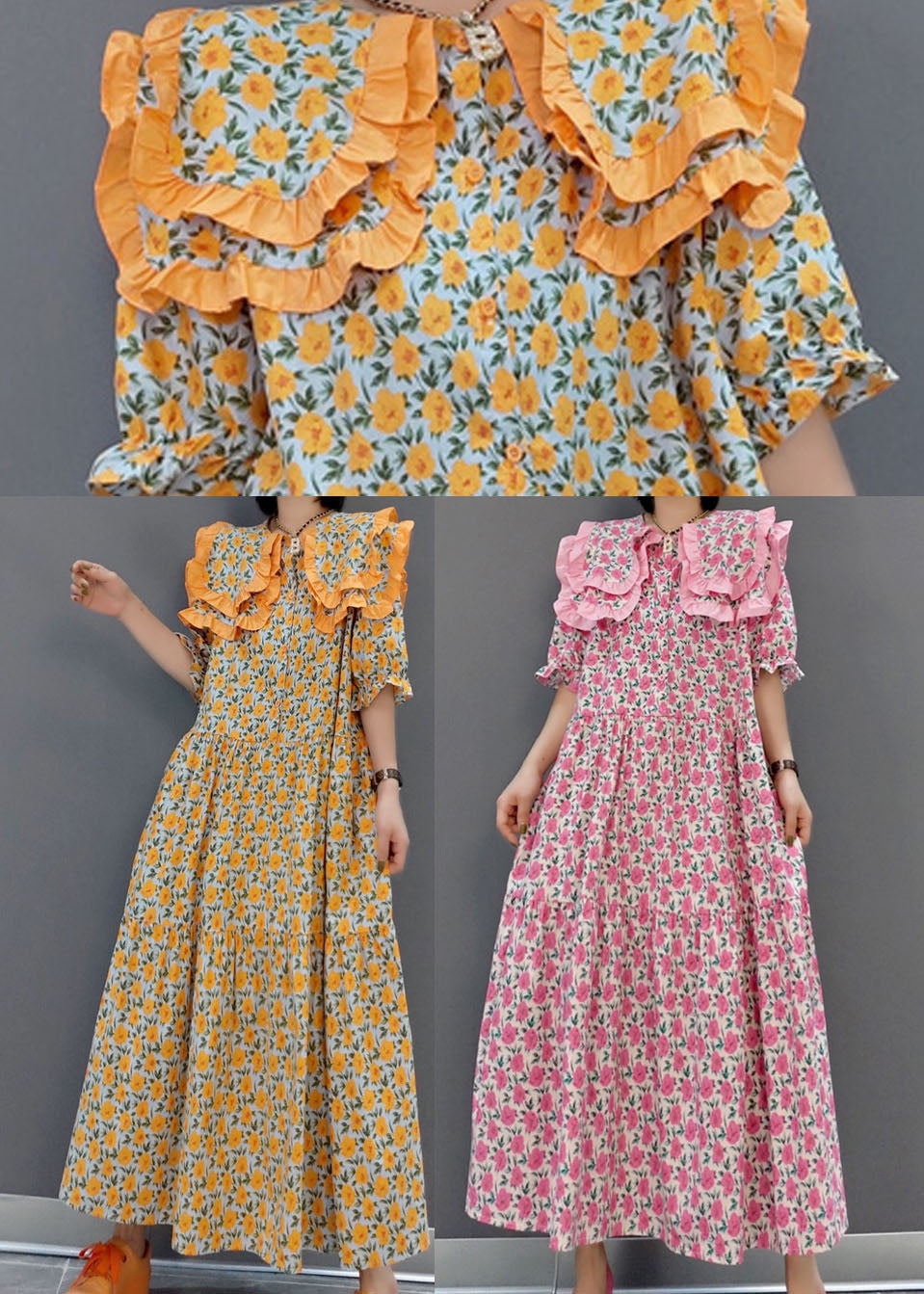 Red Ruffled Wrinkled Long Dress Spring