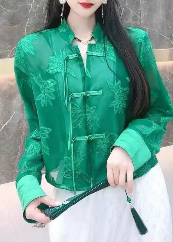 Diy Black Tasseled Chinese Button Tulle Upf 50+ Blouses Fall