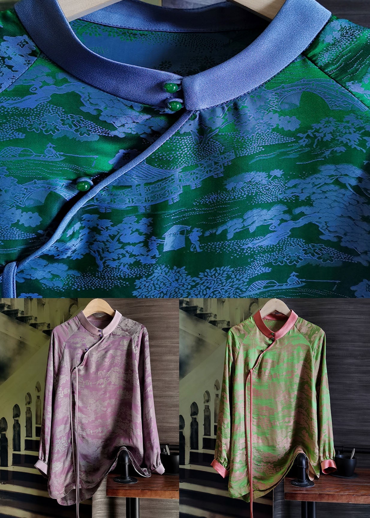 Purple Tasseled Patchwork Jacquard Silk Top Summer