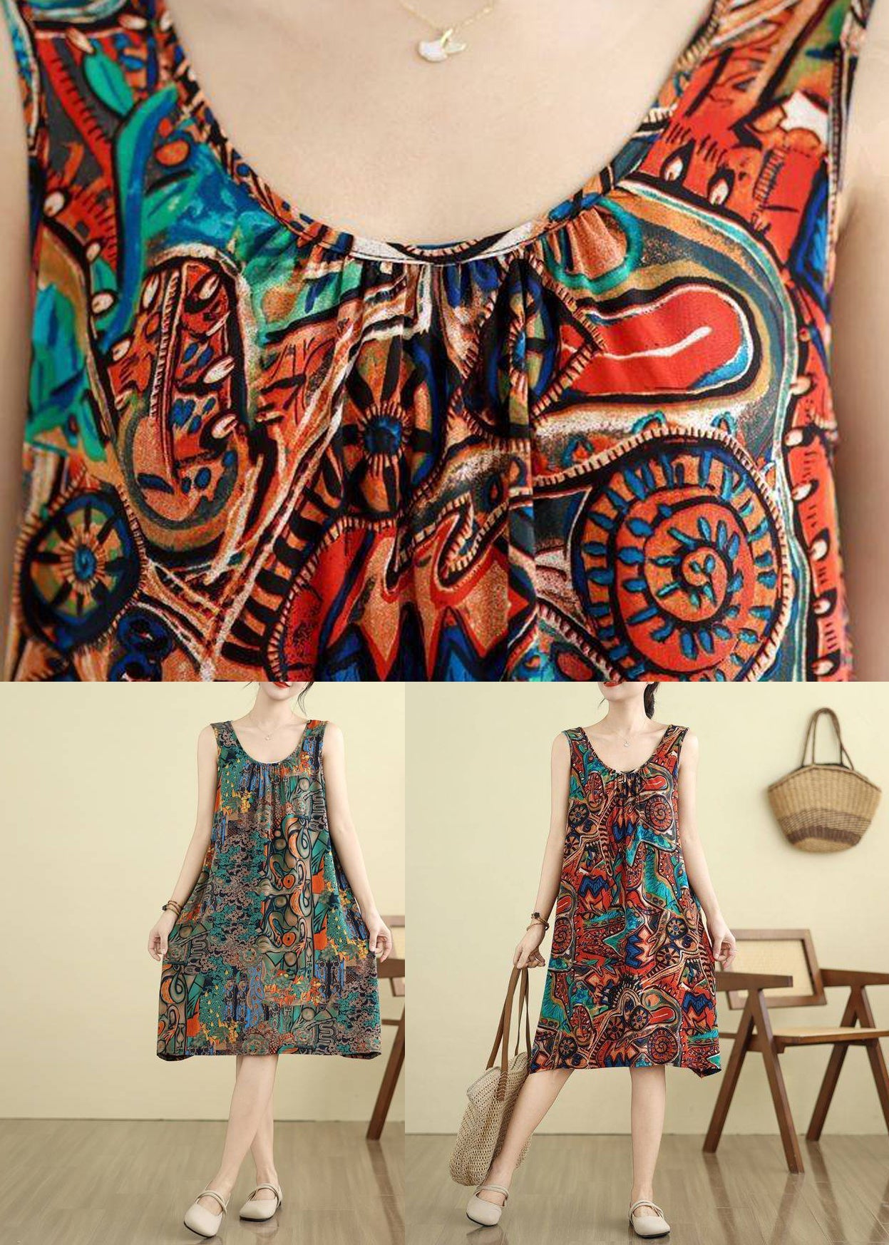 Orange Wrinkled Holiday Long Dress Summer