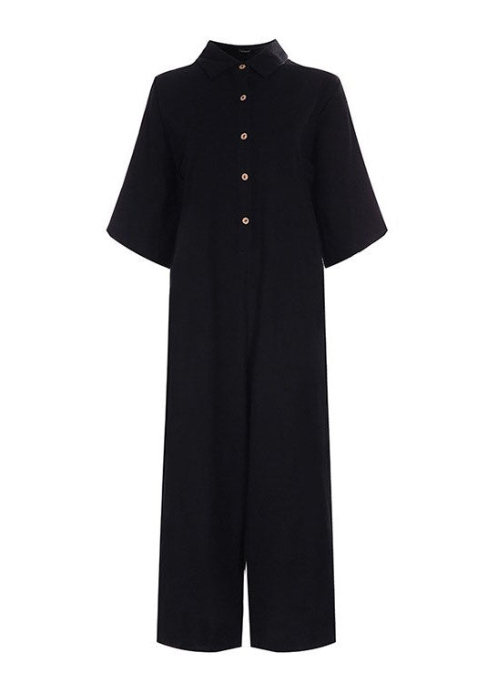 Short Sleeve Jumpsuit Wide-legged Pants Leisure Loose