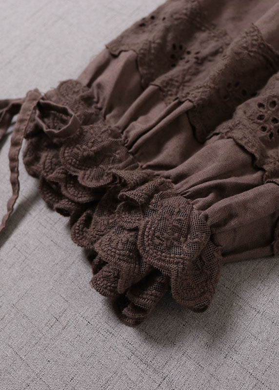 Chocolate Lace Patchwork Lantern Pants Spring