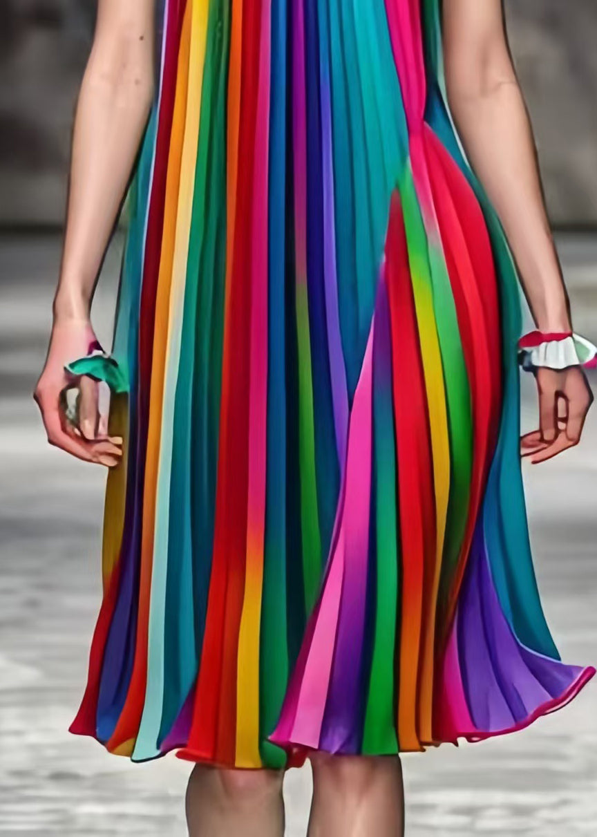 Rainbow Oversized Wrinkled Cami Dress Summer