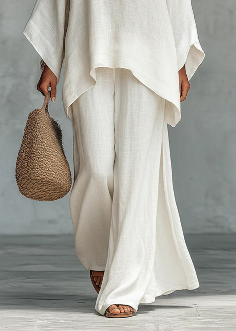 White Oversized Linen Two Piece Set Spring