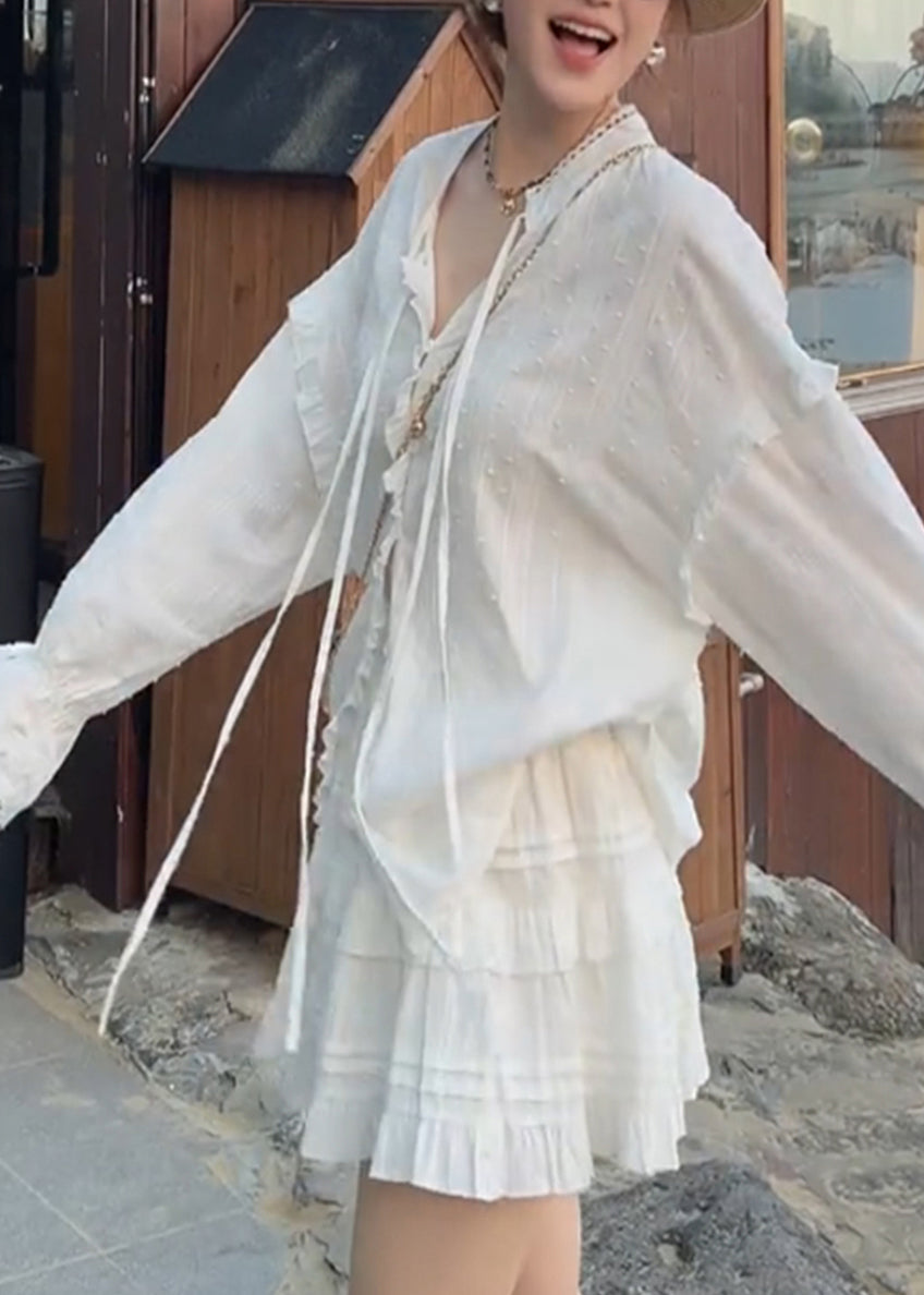White Oversized Cotton Two Pieces Set Spring
