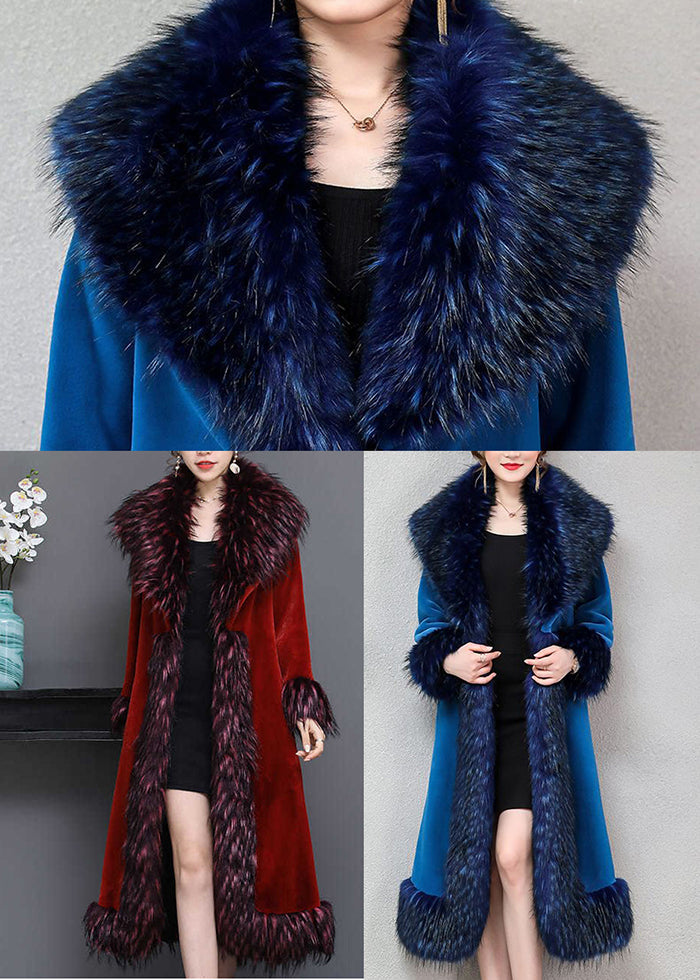 Mulberry Fur Collar Thick Faux Fur Jackets Winter