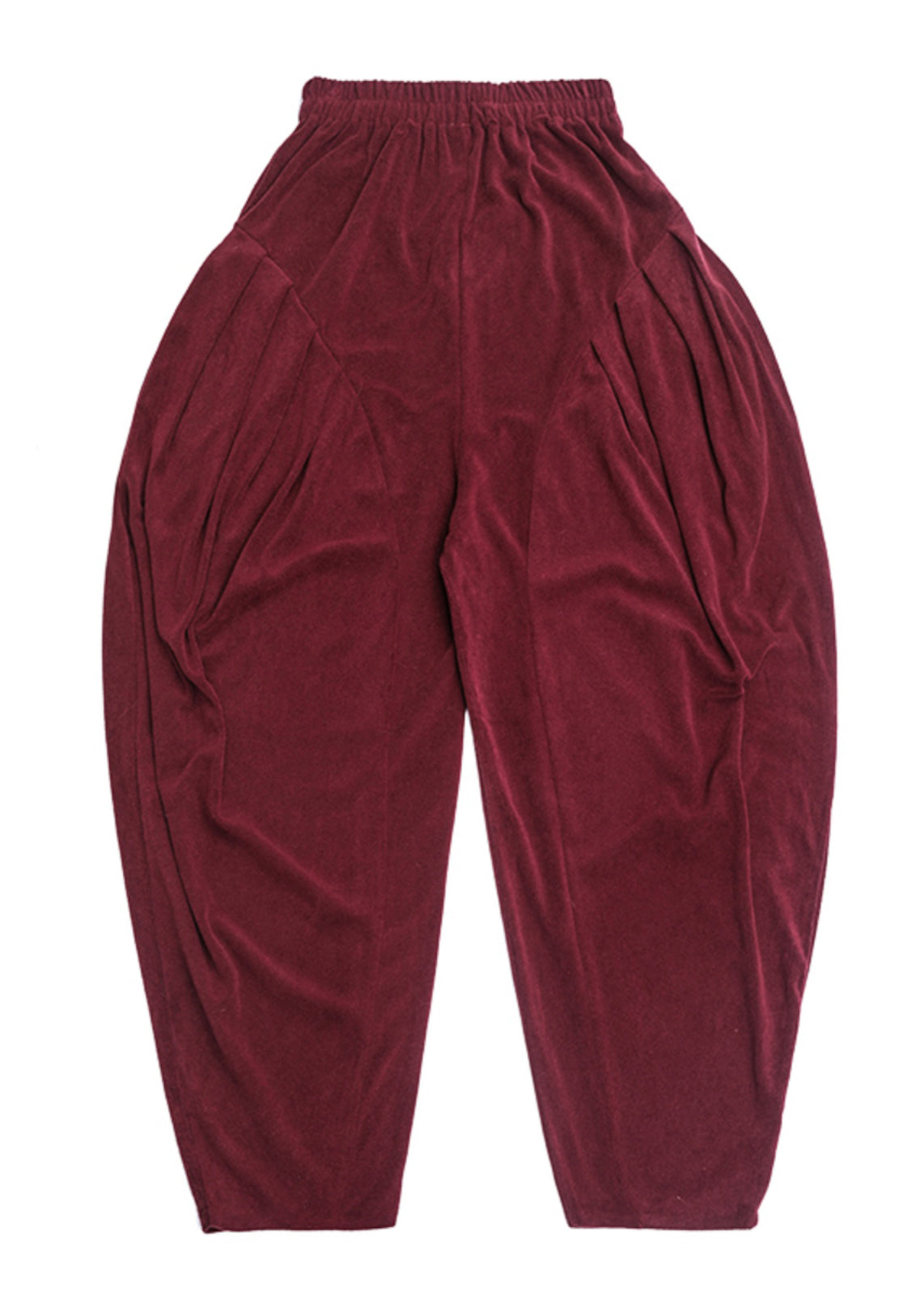 Italian Mulberry Wrinkled Pockets High Waist Cotton Lantern Pants Spring