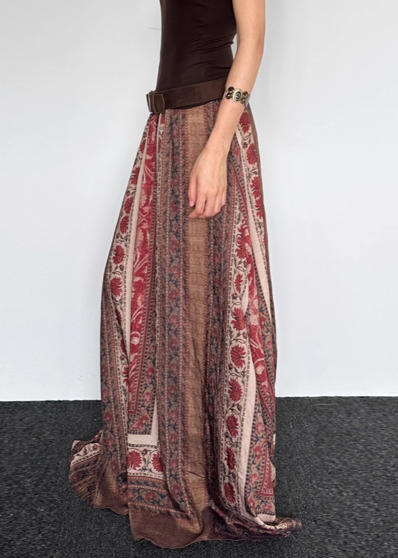 Print High Waist Cotton Maxi Skirts Summer