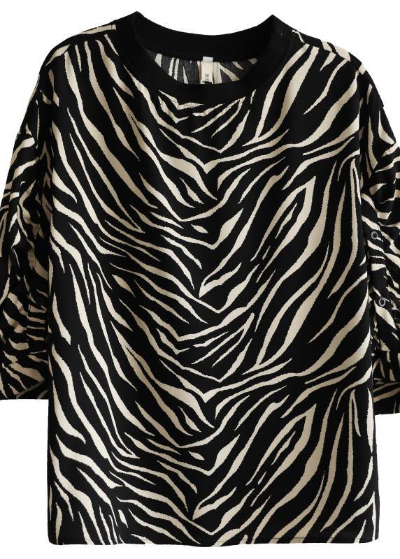 Black Striped Striped Spring Blouses