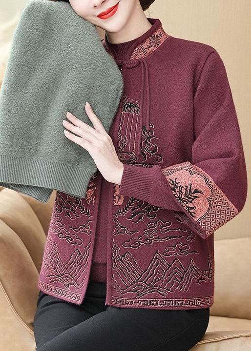 Red Stand Collar Tassel Knit Two Pieces Set Spring