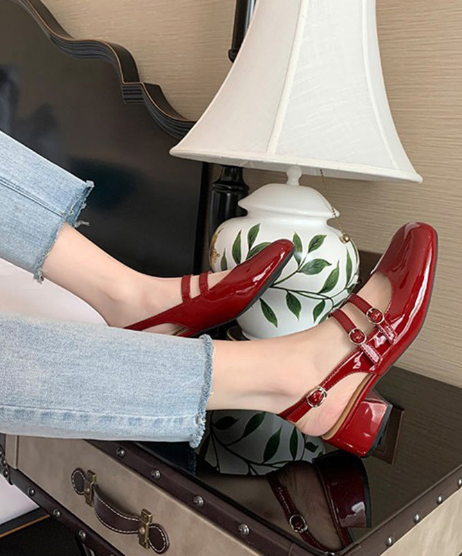 Mulberry Faux Leather Comfy Buckle Strap Chunky Sandals
