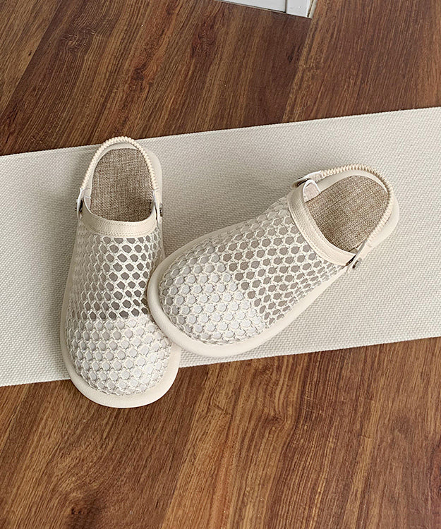 Beige Hollow Out Breathable Mesh Splicing Sandals