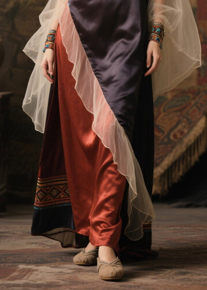 Asymmetrical Patchwork Tulle One Shoulder Long Dress Summer