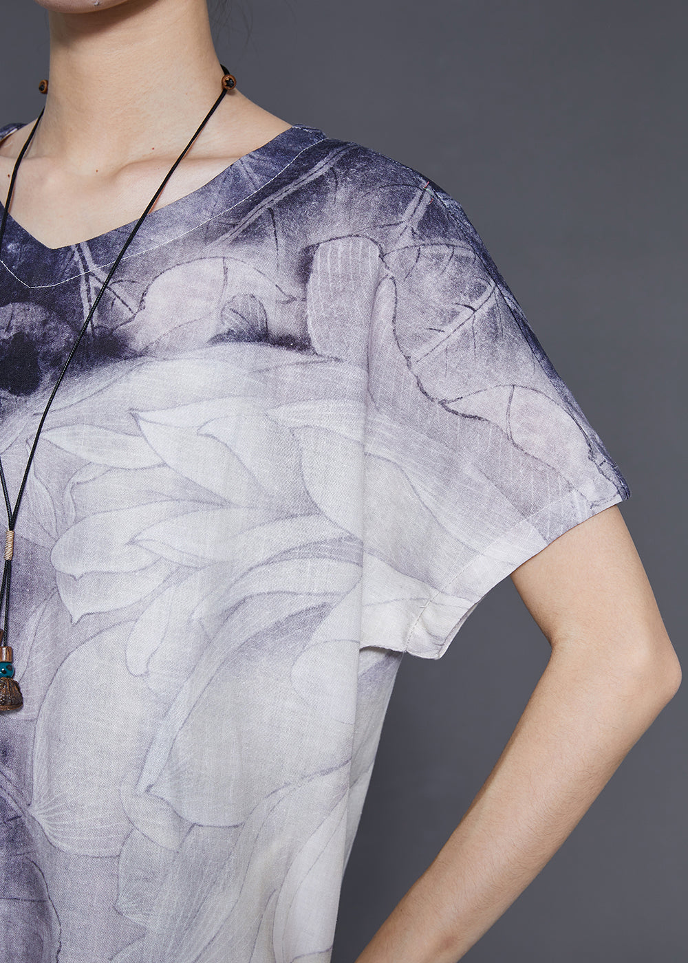 Purple Tie Dye Cotton Long Dress Summer