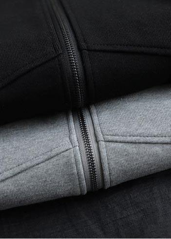 Simple Light Gray Coat for Woman Tops Hooded Zip Up Spring Coats