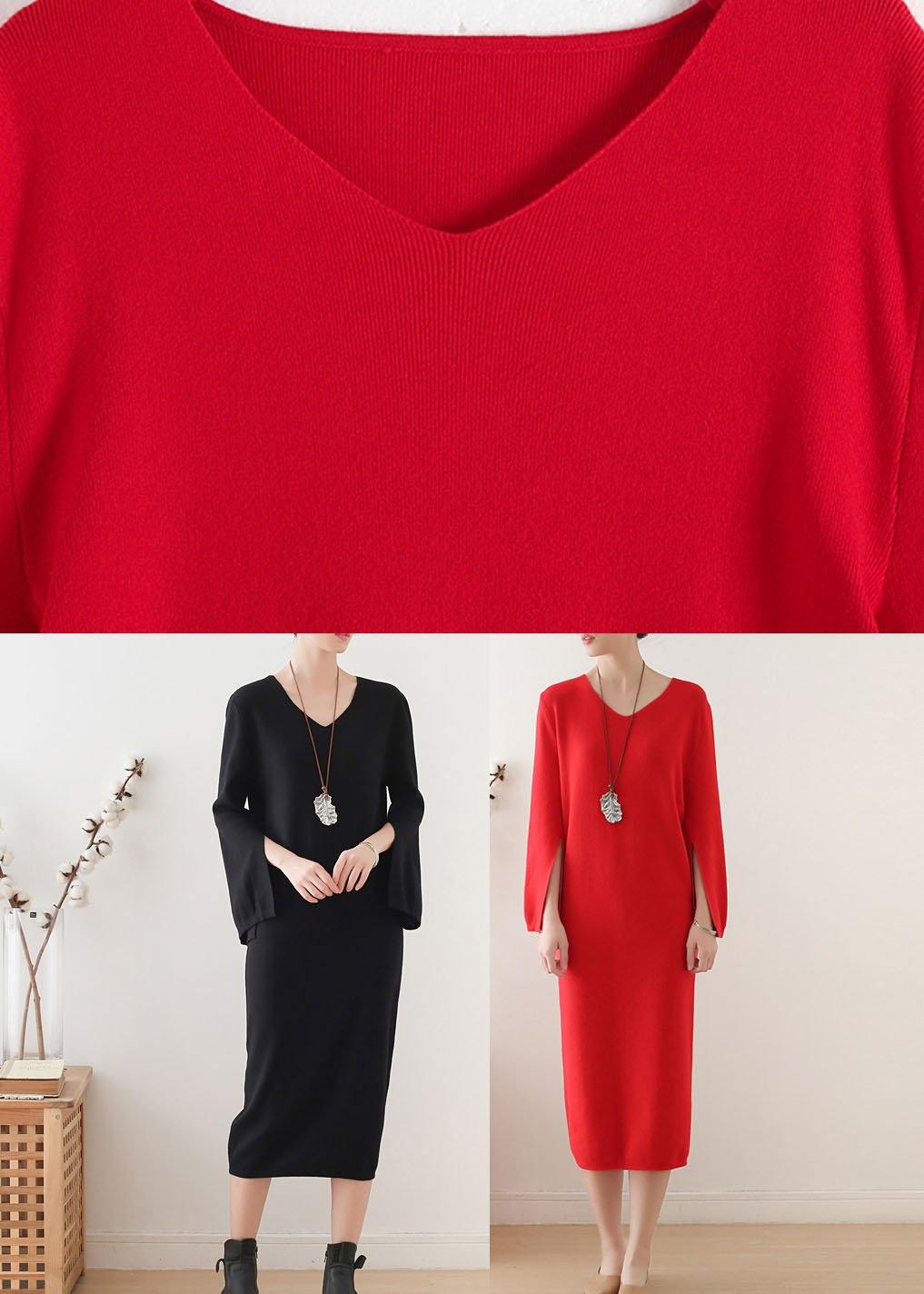 Black Long Sleeve Fall Slim Fit Knit Dress
