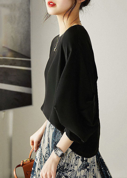 Khaki O-neck Cinched Chiffon Shirt Tops Lantern Sleeve