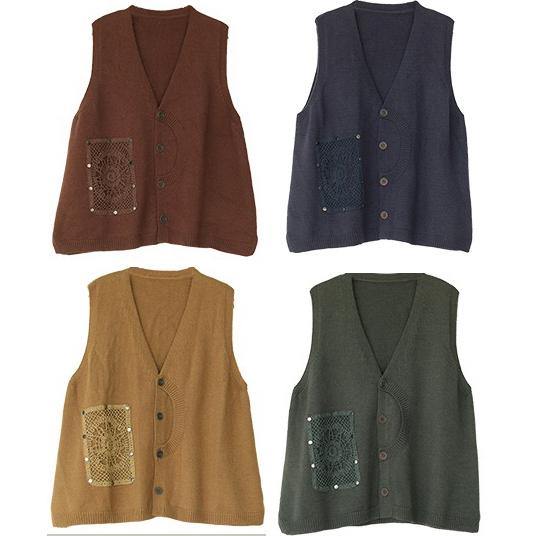 For Spring Blue Spring V Neck Button Down Knitted Coat